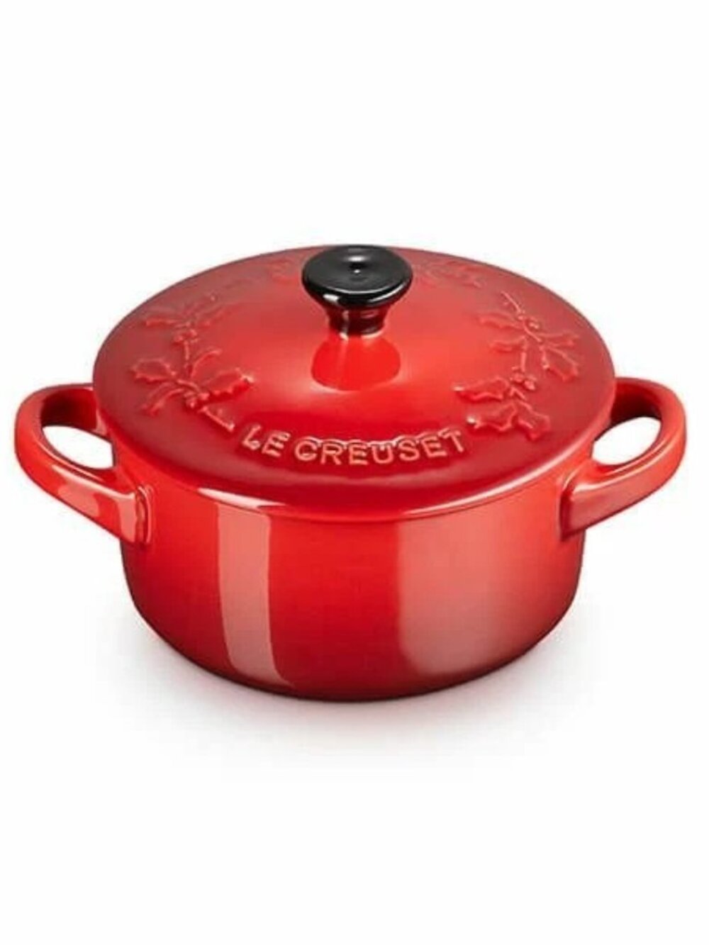 Le Creuset Holly Mini Cocotte Cerise Red NIB